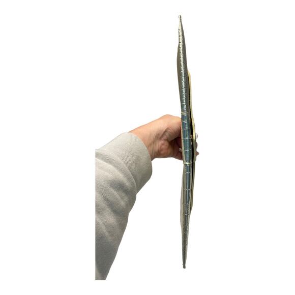 JJ Winters Envelope Clutch Small Gold Metallic Reptile Crocodile Faux Leather - Picture 4 of 6